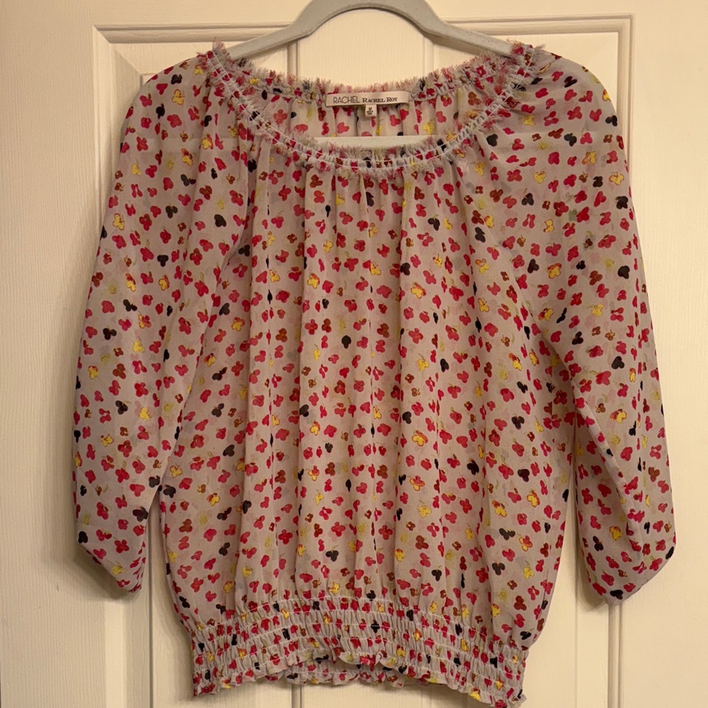 Colorful Sheer Blouse with Floral Print